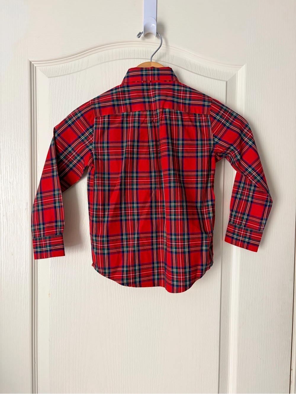 Janie and Jack Boys Red Plaid Poplin Long Sleeve Button Down Shirt, Size 4 - Picture 4 of 10